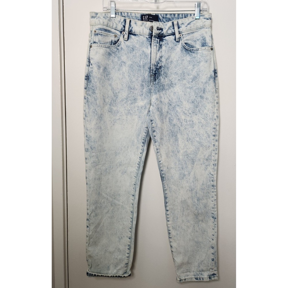 Gap Denim‎ Universal Slim Boyfriend Acid Washed Ankle Jeans 8 Stretch Mid Rise